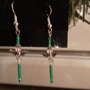 Green angel earring.